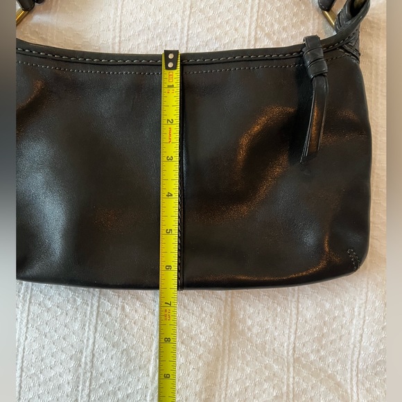 COACH Bleecker 11415 Smooth Black Leather Shoulder Bag Tattersall Lining - Picture 12 of 13